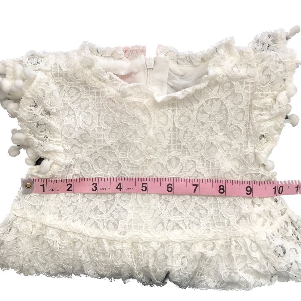 2 Bunnies Ivory Dress Vintage Sunflower Lace Design Cottagecore Size 3T - Picture 8 of 16